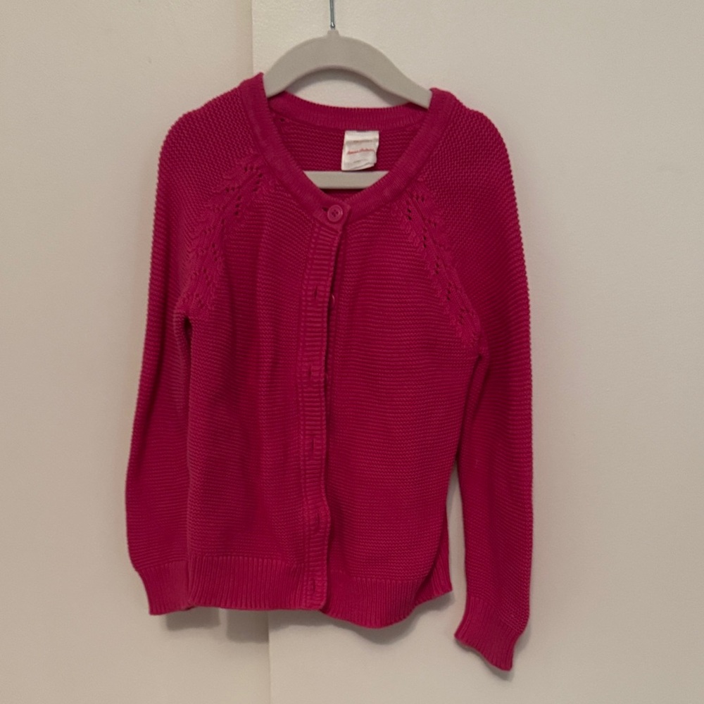 Hanna Anderson girls  Pink Button-Up Sweater